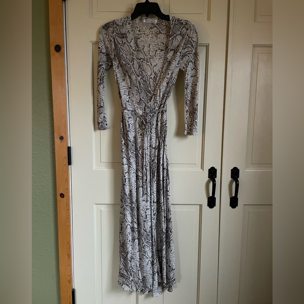 Reformation Snake Print “Python” Wrap Dress With … - image 7